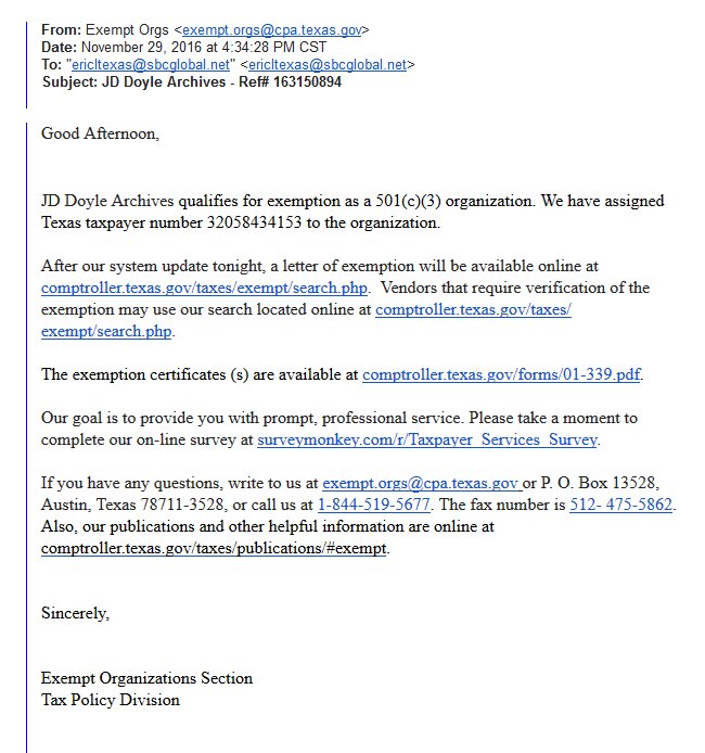 IRS 501c3 Status